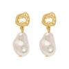 Fashion Simple Baroque Gold Color Irregular Imitation Pearl Dangle Earrings for Women Classic Valentine's Day Daily Wear Jewelry