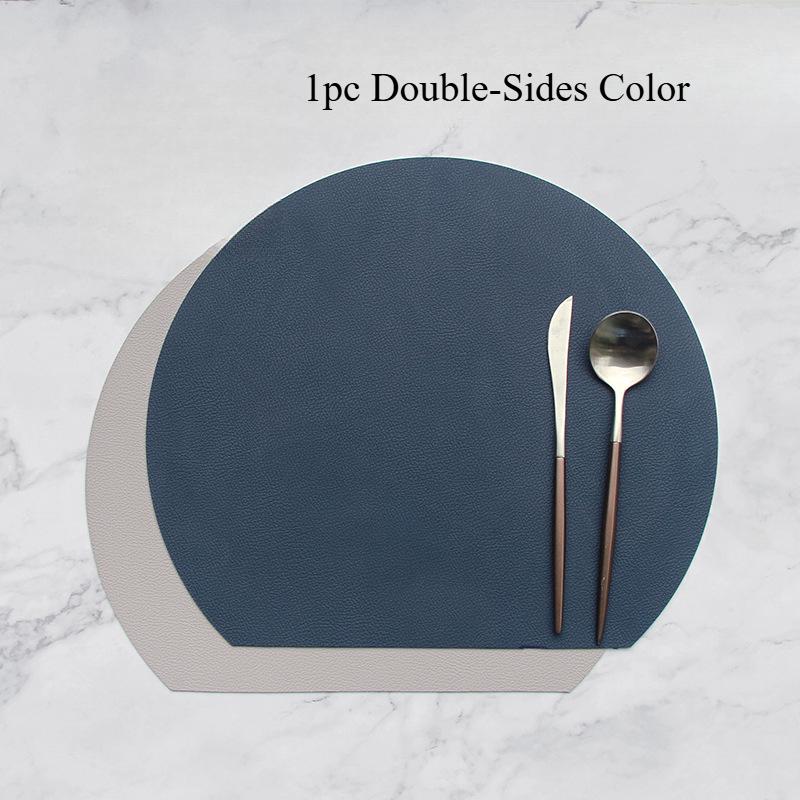 

Nordic Double-Sided PU Leather Placemats Waterproof Oil-Resistant Half-Round Heat-Resistant Dining Table Mat Home Restaurant 38x33 1pc