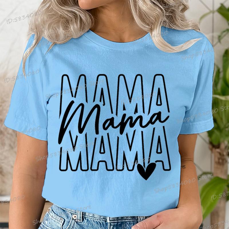Mothers Day Mama Tshirts Stacked Mama for Ladies Tops Mom Life Short Sleeve Tshirt Crew Neck Gift for Mom Summer Tops Clothes