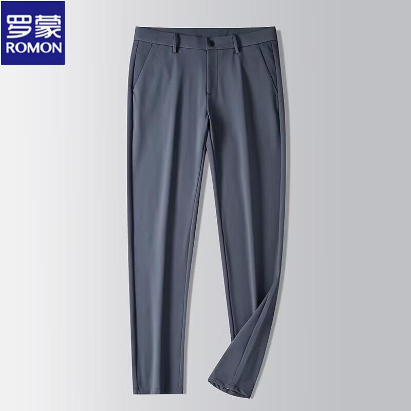 ROMON Men s Summer Thin Business Casual Wrinkle-Free Trousers 36