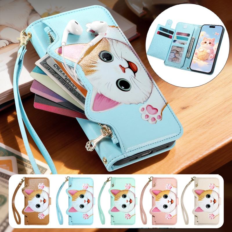 Hanging Rope Zipper Wallet Card Slot Phone Case for XiaoMi 17T 17 Pro Max 15T 14T 14 13T Lanyard Magnetic Flip Stand Cover Etui