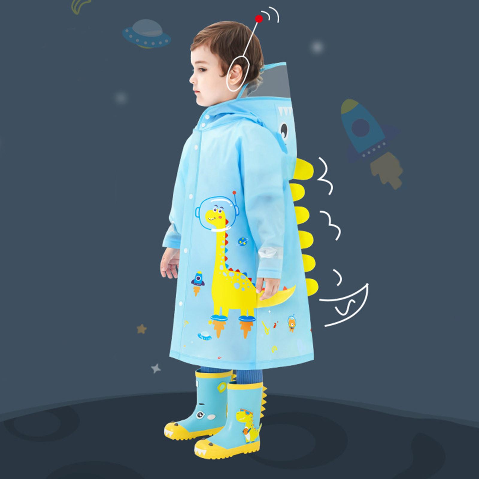 

Children s Raincoat Cute Animal Printing Outdoor Waterproof Rain Coat Polyester Impermeable Rainwear For Girls Students 1-2 Years світло-синій колір