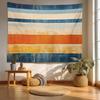 Navy Blue Watercolor Mountains Tapestry, Sky Wall Art Hanging Decoration Polyester Fiber White Ruffled Around For Dorm Room