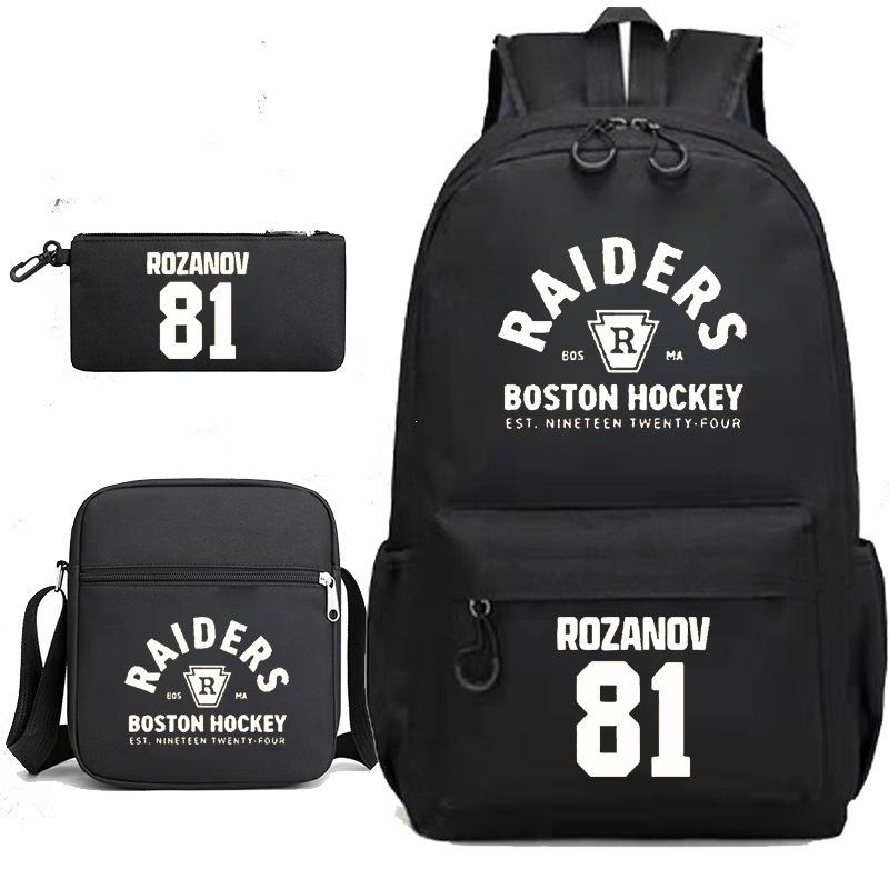 3 Piece School Backpack Set for Students Large Capacity Oxford Cloth Schoolbag with Shoulder Strap and Pencil Case
