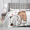 Cute Bear Flannel Blanket Cartoon Animation Digital Printing Air Conditioner Blanket Lunch Break Blanket