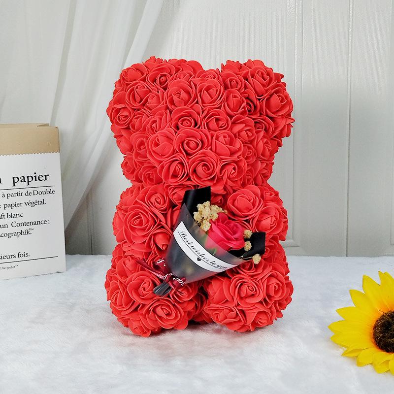 Valentine s Day Gift: Preserved Rose Bear Foam Flower in Gift Box