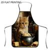 1pc Gingerbread Cat Apron - Adjustable Chef Apron with Gingerbread Cat & Kitten Patterns, Suitable for Cooking, Baking, BBQ, Gar