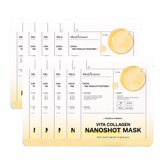 MediAnswer Kollagen Nanoshot Maske (Beruhigend / Porenverfeinernd / Vita / Echter Haut-Fit) (10 Optionen)