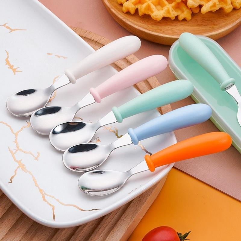 2pcs Children Spoon Forks Box Kids Stainless Steel Kids Cutlery Portable Baby Feeding Utensils Baby Spoons Baby Tableware Set