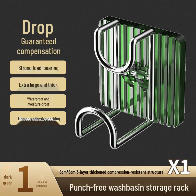 

Настенная полка для хранения в ванной комнате с крючком для умывальника зелёный