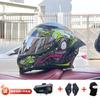 Full Face Motorcycle Helmet With Rear Wing Bluetooth Headset Men All Season Electric Bike Motorbike Riding Safety Gear
