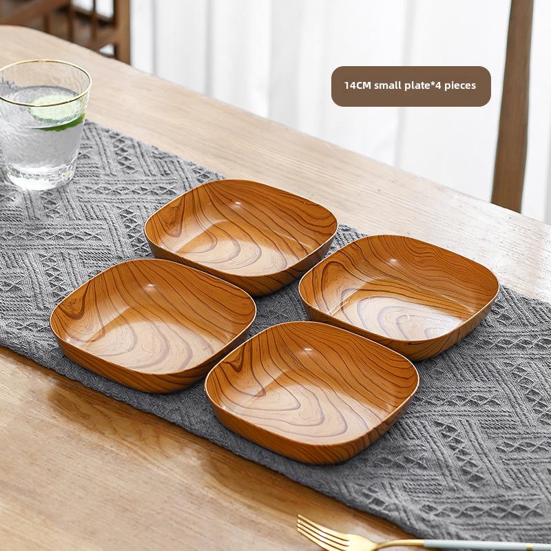 Chinese Melamine Wood Grain Square Snack Tray