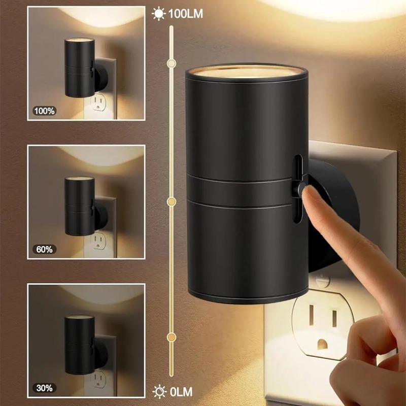 Plug-in LED Night Light Dimmable 3 Color Modes Auto On/Off Light Sensor Ultra Slim Nightlight for Bedroom Hallway Bathroom