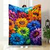 Vivid Multicolored Sunflowers with Lush Green Leaves and a Bright Sky. for All Seasons Blanket Lunch Break Throw Gift