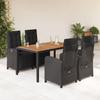Vidaxl 5-Cz. Garden Furniture Set With Cushions, Black, Poly Rattan