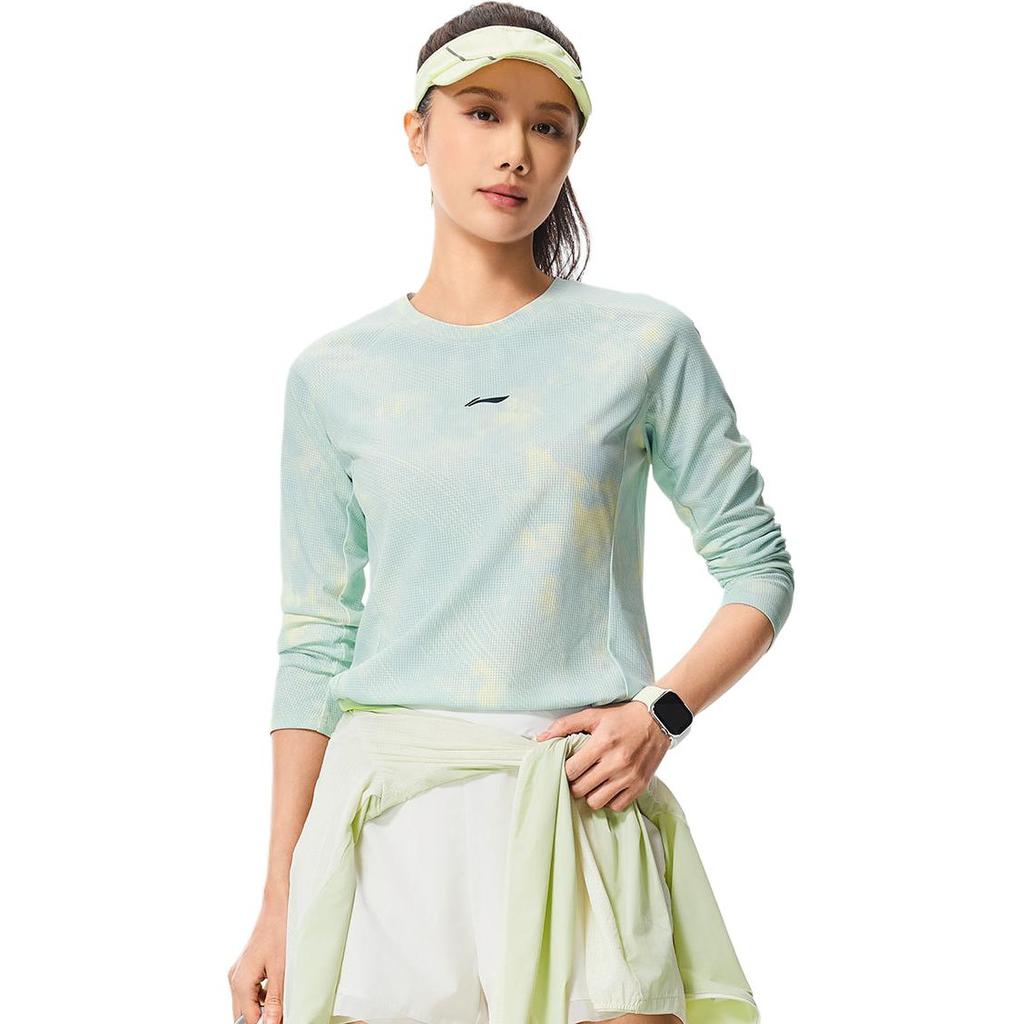 Li-Ning Full Print Breathable Versatile Long Sleeve T-Shirt Women tops ATLW022-2
