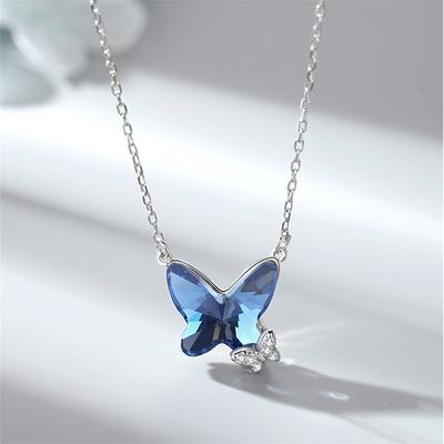 BLINGBAY Damen Anhänger Halskette Neu Exquisite Schmetterling Choker Kristallanhänger Kette Nischen Schlüsselbeinkette Leichter Luxus Moderner Schmuck Geschenk
