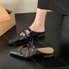 Fashion Comemore Baotou Half Slippers for Women Spring Summer Casual Mules Mary Jane Single Shoe Solid Flat Bottom Butterfly-knot Slides