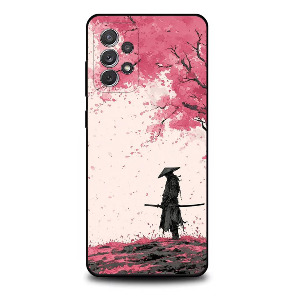 Japanese Bushido Samurai Phone Case For Samsung S 25,24,23,22,30,21,10,9,Ultra,Plus,Lite,FE,4,5G Black Soft Case