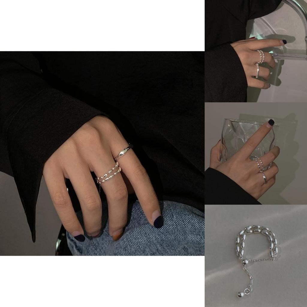 Sophisticated Sterling 925 Silver Geometric Adjustable Ring Contemporary Style For Women Fashionable