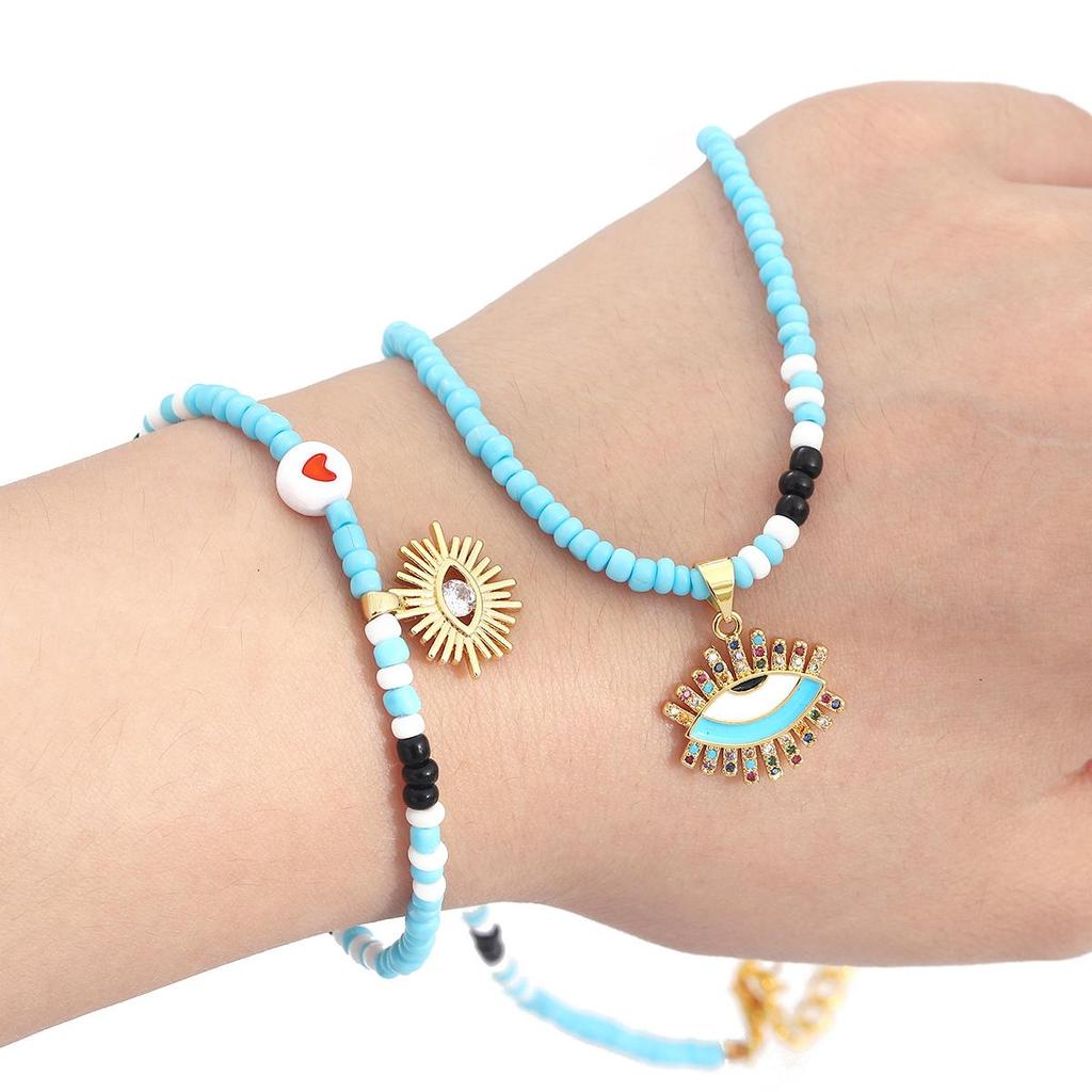 Módní Zirkon Mosaz Smalt Ruka Srdce Evil Eye Charm Přívěsek na náramek Náhrdelník Náušnice Výroba DIY doplňků šperků