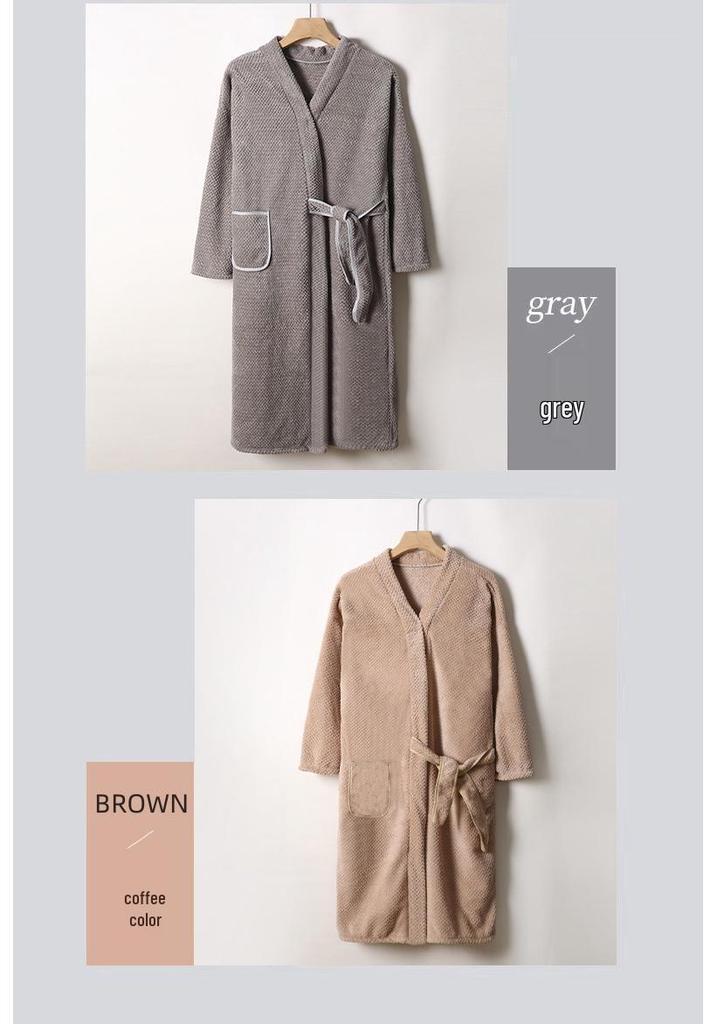 Soft Quick-Dry Long Bathrobe/Bath Skirt for Men & Women - Autumn/Winter Wear