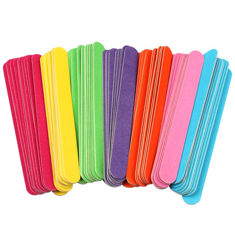 20Pcs/Lot Wooden Nail File 180/240 Colorful Sandpaper Buffer Block Pedicure Manicure Polishing Tools Professional Nail Files
