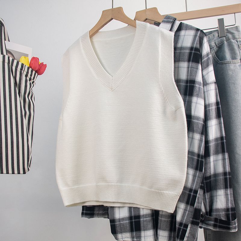 

Весенне-осеннее бандажное платье винтажный жилет K-style свитер-жилет White [Tops]] M