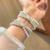 Elegant Layered Pearl Bracelet Women Rose Gold Tone Triple Strand With Micro Pave Zirconia Handcrafted Vintage Style
