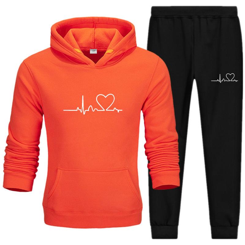 Men's Casual Sports Hoodie Set 2024 with Heart Rate Print