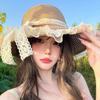 Lace Bowknot Sunshade Straw Hat for Women, Summer Country Style Wide Brim Sun Protection Hat for Travel, Vacation, and Beach