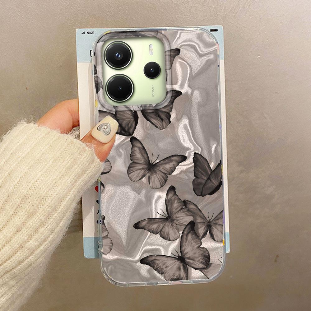 Lila Schmetterling Wasserwellen Textur Handyhülle für Xiaomi Redmi 13C A5 Note 13 14 13T 14T Pro Poco C71 Hülle Silikon Taschen Abdeckung