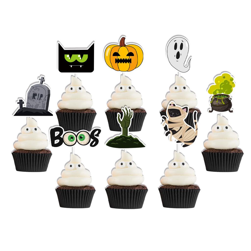 Cake Halloween Party Flag Decor With Paper Witches Castle For Event Venue Setup