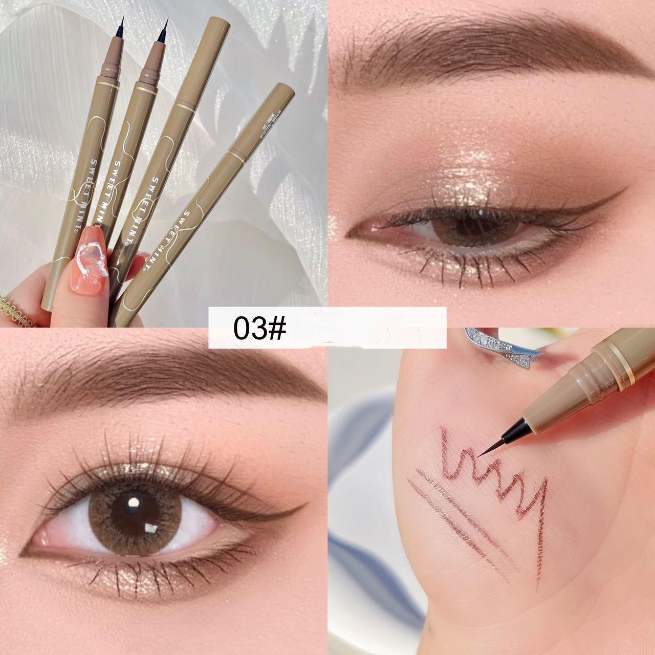 

1 шт. ультратонкая водостойкая жидкая подводка для глаз корейская косметика для женщин быстросохнущая гладкая подводка для глаз долговечная ручка для нижних ресниц косметика 03 # Cold Tea Brown