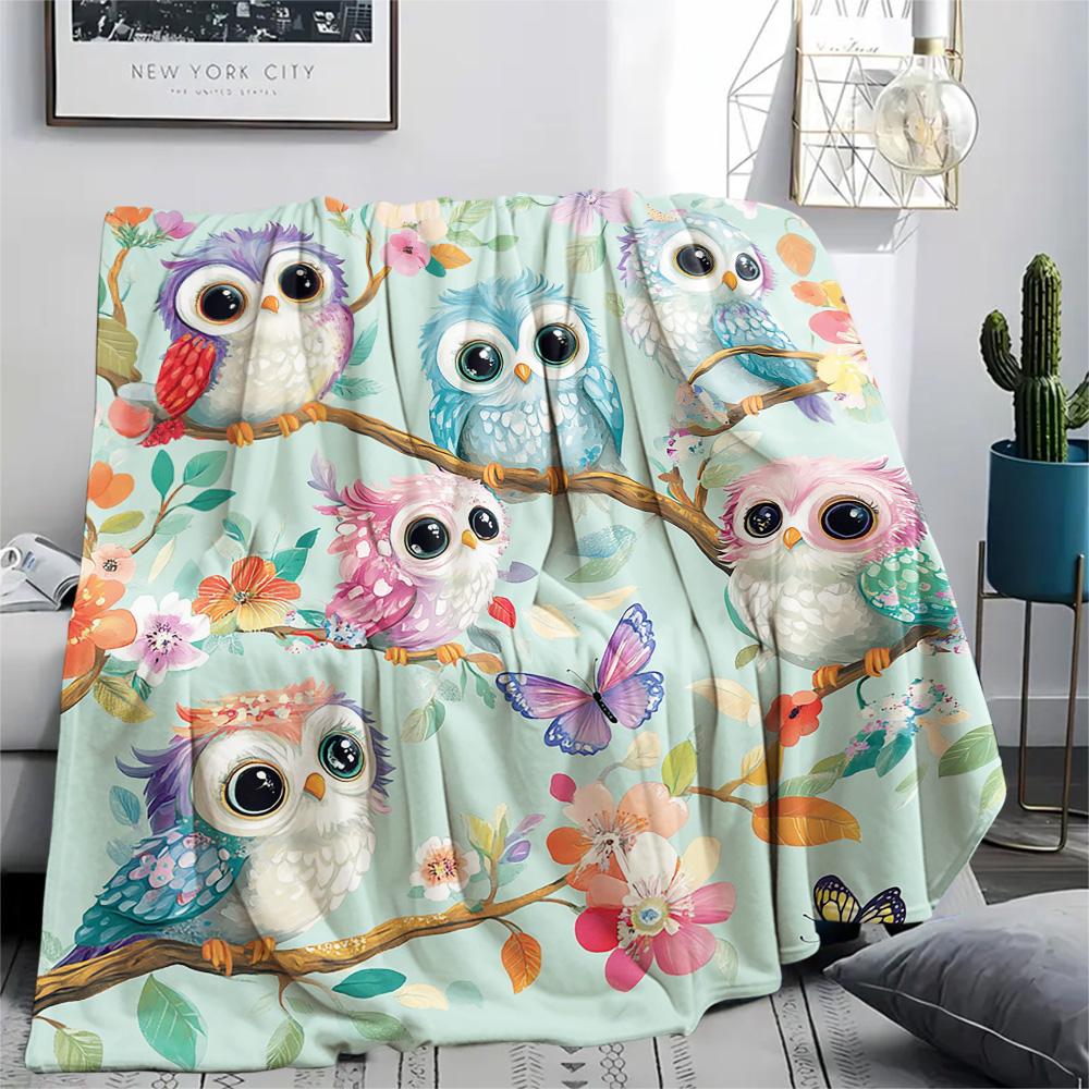 Flanelová deka s potiskem soviček, Vysoce kvalitní, Pohodlná pro všechna roční období, Domácí dekorace, Teplo a pohodlí, Perfektní jako vánoční dárky