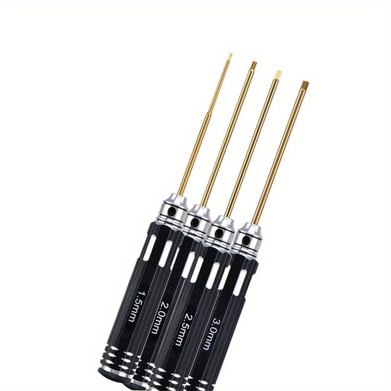 4pcs/set RC Outer Hexagonal 1.5, 2.0.2.5.3.0mm. High Speed Steel Titanium Plated Aircraft Model Tool Screwdriver