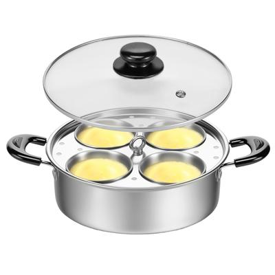 Oală pentru ouă poșate din oțel inoxidabil, Aparat pentru ouă poșate, Tigaie pentru ouă poșate cu 4 cupe, Oală pentru gătit ouă poșate, Oală multifuncțională pentru aragaz, Ouă