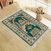 Tapis de prière musulman de luxe, Tapis à motif floral rouge, Tapis de voyage pliable avec pompons pour l'extérieur et l'Aïd du Ramadan, Mubarak