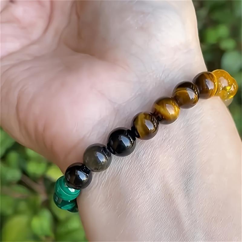 1PC Explosive Natural Green Dongling Citrine Malachite Tiger's Eye Bracelet