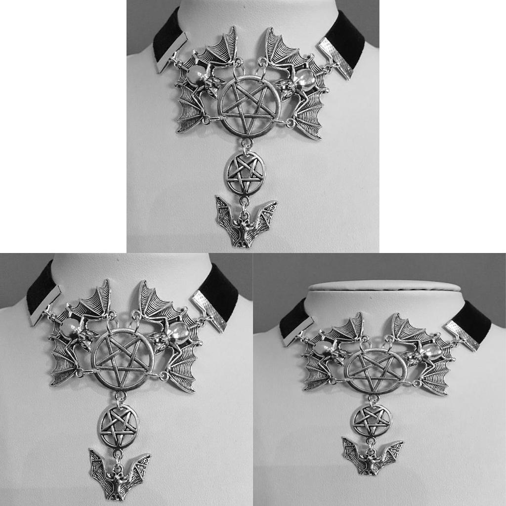 Bat And Star Pendant Necklace Alloy Short Chain For Couples Autumn 2024 Fashion Jewelry