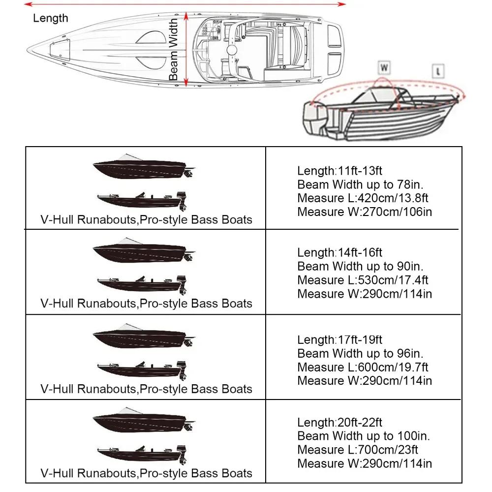 Black Boat Case Anti-Uv Waterproof Outdoor Protective Heavy Duty Marine Fishing Speedboat 190T Yacht 11-22Ft Premium Grade Auto Interior Accessory