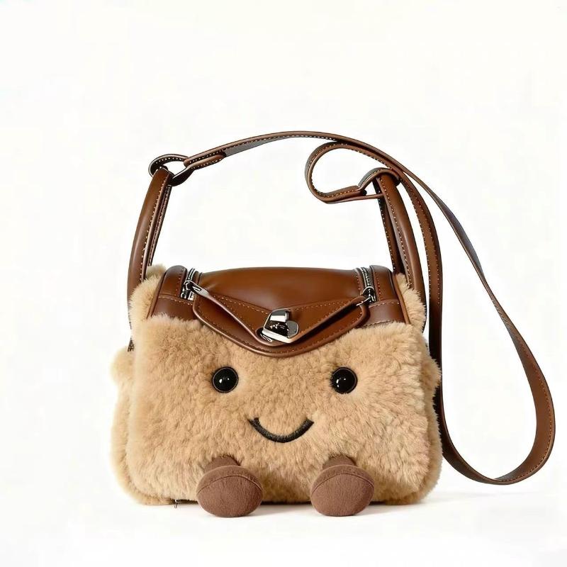 Borsa a Tracolla Peluche Carina da Donna Grande Capacità Borsa a Spalla Fumetto Moda Regalo Autunno Inverno Natale