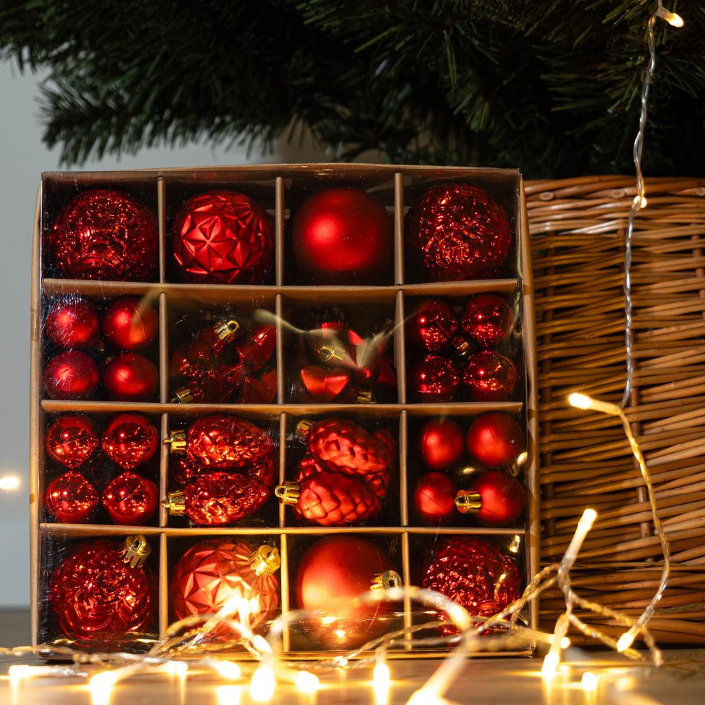 Christmas Tree Baubles Shatterproof Christmas Tree Bauble Ornaments Red Set 60x
