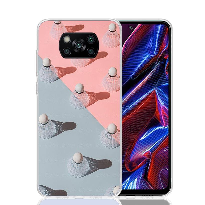 Badminton Sport Phone Case For Xiaomi Poco X7 X6 X5 Pro F7 Ultra Redmi 15C 15 13 13C 12 12C 10 10A 10C 9 9A 9C 9T Cover Poco X7