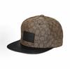 Coach Signature Flat Brim Baseball Hat, Allover Classic C Monogram Print Hard Crown Luxury UV Protection Street Skate Cap