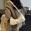 Casual Sweet Cloud Shoulder Bag Korean Style Elegant Underarm Bag Pure Color Wrinkle Handbag Travel