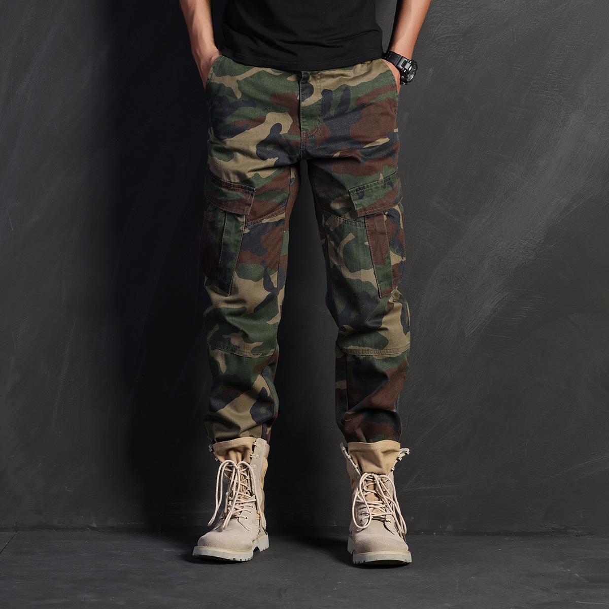 

Ю Веньле Чоловічі повсякденні штани+зелений +робочі штани+трендовий бренд Вільні штани прямого крою Штанина 9006 38 зелений/камуфляжний