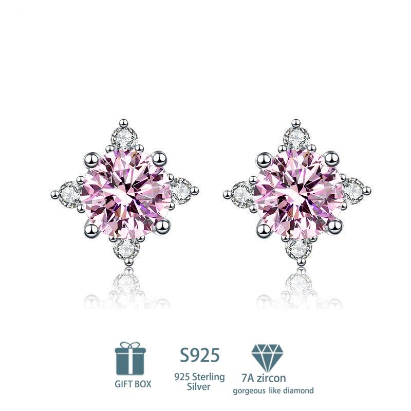 Tancise Klassische 925 Sterling Silber Rosa Gelb 7A Zirkon Ohrringe Tropfenohrringe für Frauen Hochzeit Party Geschenke