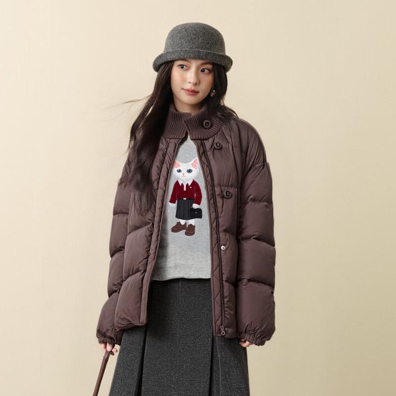 SEIFINI Women's Knitted Collar Short Down Jacket