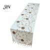 Floral Embroidery Table Runner Embroidered Runner, Elegant Dining Cover, White Rustic Durable for with Tassels Home Wedding Bridal Shower Decor